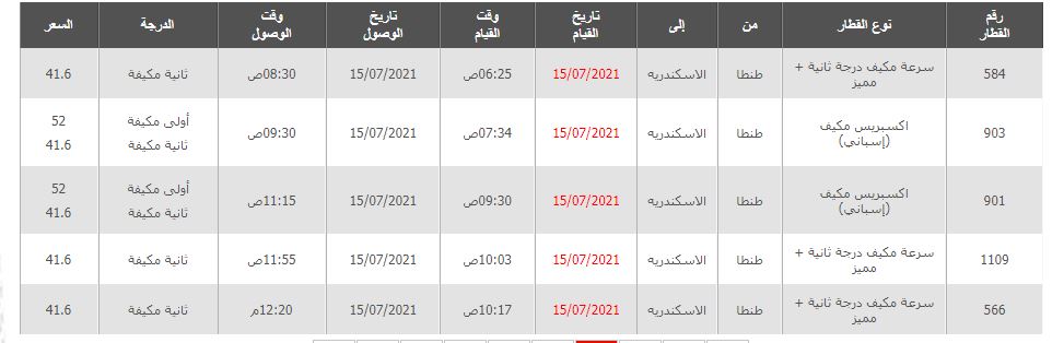 مواعيد قطارات طنطا اسكندرية 2021 واسعار التذاكر