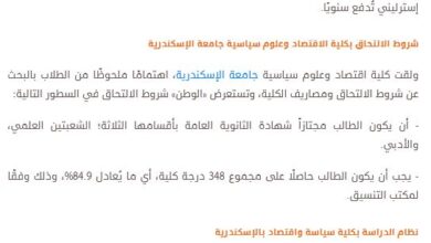 Photo of مصاريف كلية اقتصاد وعلوم سياسية جامعة الإسكندرية 2025